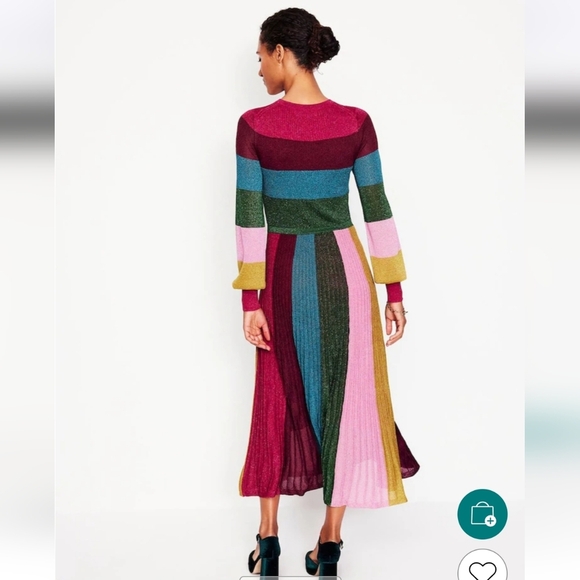Boden NWTs Ribbed Metallic Party Dress - Picture 3 of 8